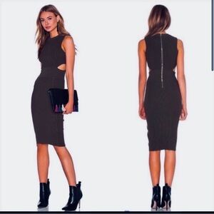 Endless Rose Black Midi Knit Cutout Sides Dress Womens